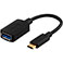 USB-C adapter (USB-C Han/USB-A Hun) 10cm - Sort