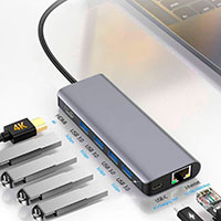 USB-C Dock 7-i-1 (HDMI/RJ45/USB-A/USB-C) Platinet
