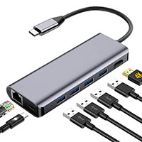 USB-C Dock 7-i-1 (HDMI/RJ45/USB-A/USB-C) Platinet