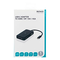 USB-C Dock (HDMI/DP/DVI/VGA) Sort - Deltaco