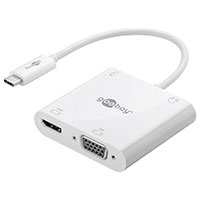 USB-C til HDMI/VGA/3,5mm adapter (m/strm port) Goobay