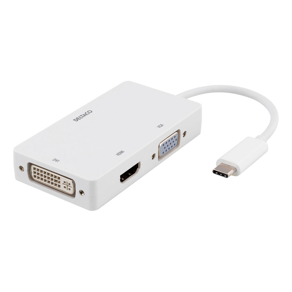 Decode Suri Narabar USB-C til HDMI/VGA/DVI adapter (4K) Hvid - Deltaco