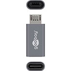 USB-C hun til Micro USB han adapter (Kompakt) Grå - Goobay
