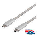 USB-C kabel 100W - 0,5m (USB-C/USB-C) Sølv - Deltaco