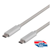USB-C kabel 100W - 0,5m (USB-C/USB-C) Slv - Deltaco