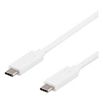 USB-C kabel 60W - 0,5m (USB-C/USB-C) Hvid - Deltaco
