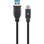 USB-C kabel 15W - 0,15m (USB-C/USB-A) Sort - Goobay