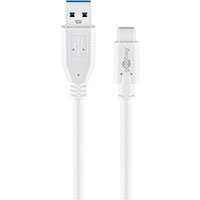 USB-C kabel 15W - 0,5m (USB-C/USB-A) Hvid - Goobay