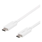 USB-C kabel 25W - 2m (USB-C/USB-C) Hvid - Deltaco