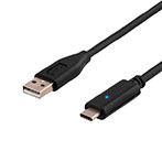 USB-C kabel 0,25m 2A (USB-C/USB-A) Sort - Deltaco