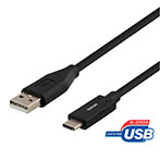 USB-C kabel 1m 2A (USB-C/USB-A) Sort - Deltaco