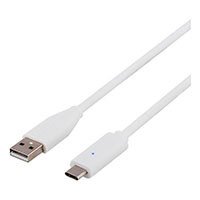 USB-C kabel 2m 2A (USB-C/USB-A) Hvid - Deltaco