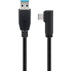 USB-C kabel m/vinkel 1,5m (USB-C/USB-A) Sort - Goobay