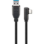 USB-C kabel m/vinkel 1m (USB-C/USB-A) Sort - Goobay