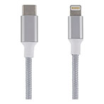 USB-C til Lightning kabel 1m (stofbeklædt) Sølv - Epzi