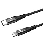 USB-C til Lightning kabel 60W - 1m (Nylon) Sort - Celly