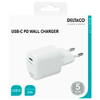 USB-C oplader 20W (1xUSB-C) Hvid - Deltaco
