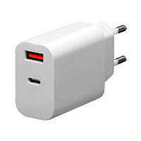 USB-C oplader 30W (1xUSB-C/1xUSB-A) Hvid - Platinet