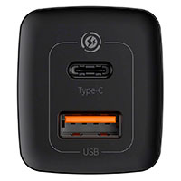 USB-C oplader 65W QC 4.0 (1xUSB-C/1xUSB-A) Baseus