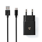 USB-C oplader m/kabel 12W (1xUSB-A) Sort - Nedis