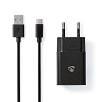 USB-C oplader m/kabel 12W (1xUSB-A) Sort - Nedis