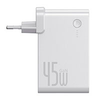 USB-C oplader m/powerbank 10000mAh 45W (USB-C) Hvid - Baseus