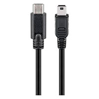 USB-C til Mini USB-B kabel - 0,5m (USB 2.0) Sort - Goobay