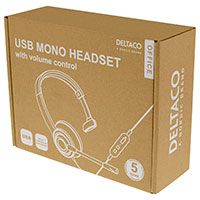 USB Headset m/mikrofon (mono) Deltaco