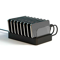 USB Ladestation m/holder 75W (6xUSB-A/2xUSB-C) Deltaco