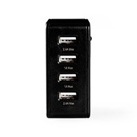 USB lader 4.8A (4xUSB-A) Sort - Nedis