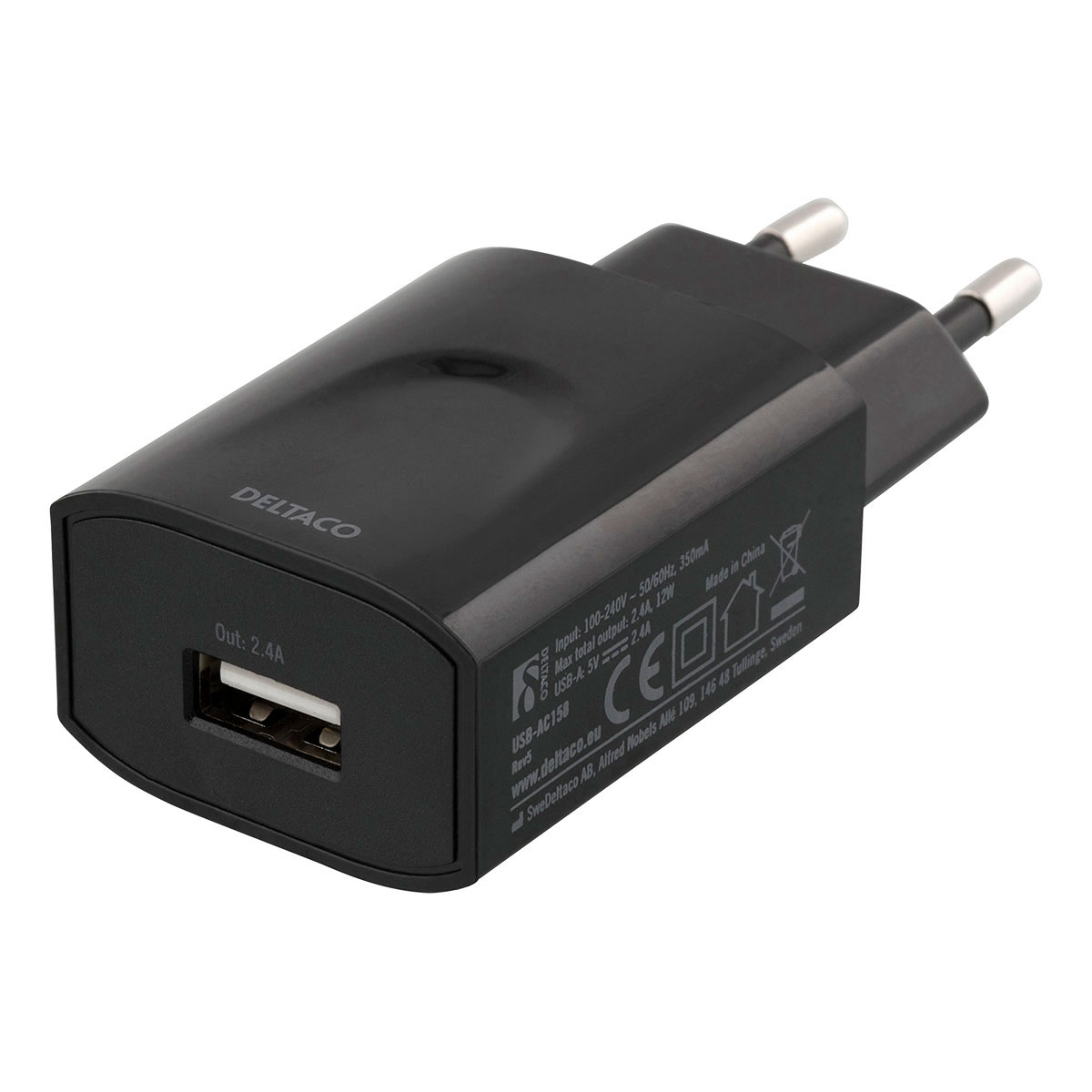 Sudan ufravigelige Hysterisk USB oplader til stikkontakt - 1xUSB 2400mA (Sort) - Køb oplader