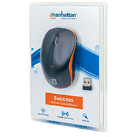 USB Trådløs mus (1000 dpi) Sort/Orange - Manhattan