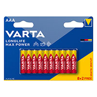 Varta Longlife Max Power AAA LR03 Batteri 1,5V (Alkaline) 10pk