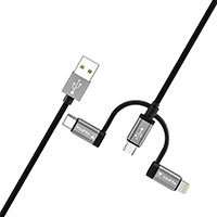 Varta Speed Premium 3-i-1 Multikabel - 2m (USB-A/Lightning/MicroUSB/USB-C)