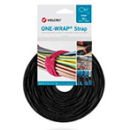 Velcro One Wrap Strap Kabelbinder Velcrobånd - 20mm (330mm) 100pk - Sort