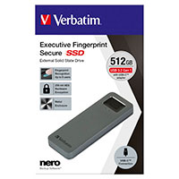 Verbatim Fingerprint Secure Ekstern SSD Harddisk 512GB (USB-C)