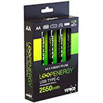 Verico LoopEnergy Genopladeligt AA Batteri m/USB C stik - 4pk