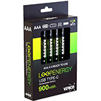 Verico LoopEnergy Genopladeligt AAA Batteri m/USB C stik - 4pk