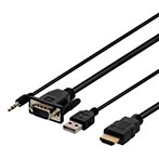 VGA til HDMI adapter kabel - 1m (USB/3,5mm)