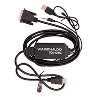 VGA til HDMI adapter kabel - 2m (USB/3,5mm)