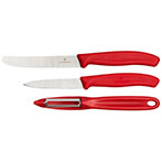 Victorinox Swiss Classic Knivsæt m/Skrællekniv (3-Pack) Rød
