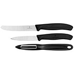 Victorinox Swiss Classic Knivsæt m/Skrællekniv (3-Pack) Sort