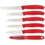 Victorinox Swiss Classic Knivsæt m/Skrællekniv (6-Pack) Rød