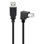 Vinkel USB kabel (A han/B han) - 2m