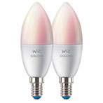 WiZ WiFi Kerte LED pære E14 - 4,9W (40W) Farve - 2-Pack