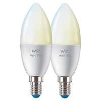 WiZ WiFi Kerte LED pre E14 - 4,9W (40W) Hvid - 2-Pack