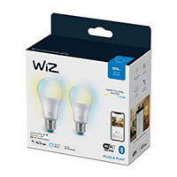 WiZ WiFi LED pære E27 - 8W (60W) Hvid - 2-Pack