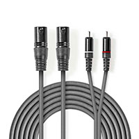 XLR adapter kabel 1,5m (2x 3-pin Han/2x RCA Han) Nedis