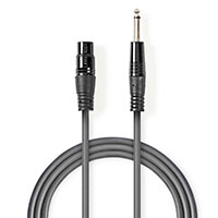 XLR adapter kabel 10m Mono (3-pin Hun/6,35mm Han) Nedis
