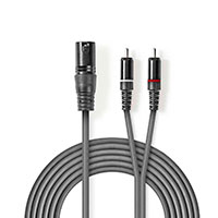 XLR adapter kabel 3m (1x 3-pin Han/2x RCA Han) Nedis